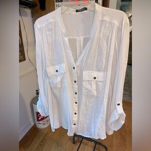 Woman’s 3/4 sleeve Notations Button Up Blouse